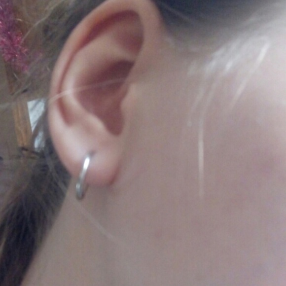 1/2" Hoop Earrings- silver tone - Picture 2 of 6